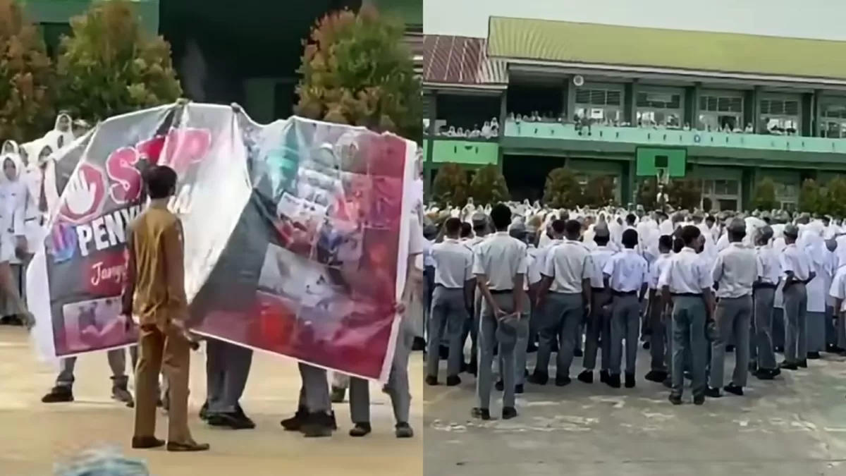 Viral aksi siswa SMAN 1 Solok Selatan demo di lapangan sekolah. (Instagram/infosolsel)