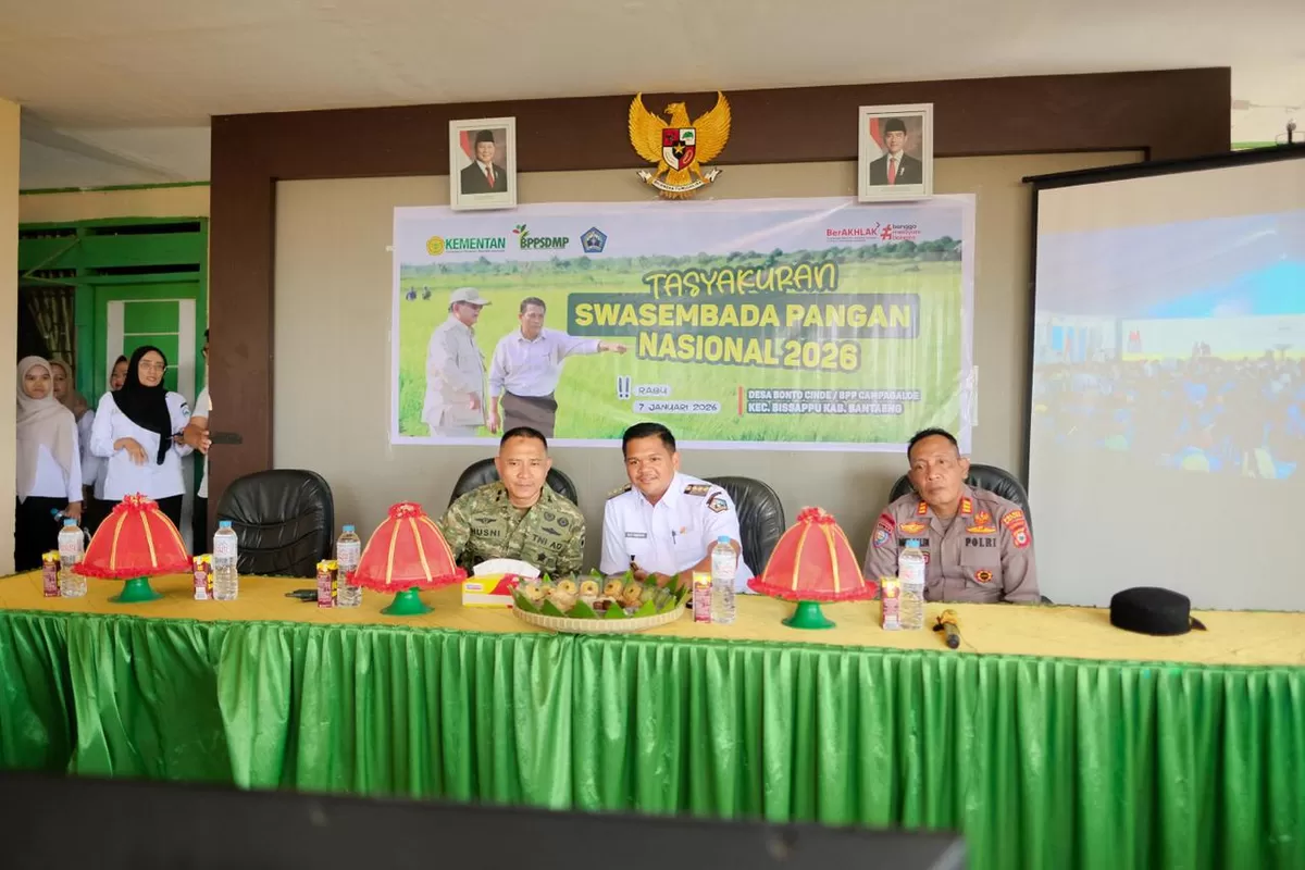 Bupati Bantaeng M Fathul Fauzy Nurdin ikuti Tasyakuran Swasembada Pangan Secara Virtual.