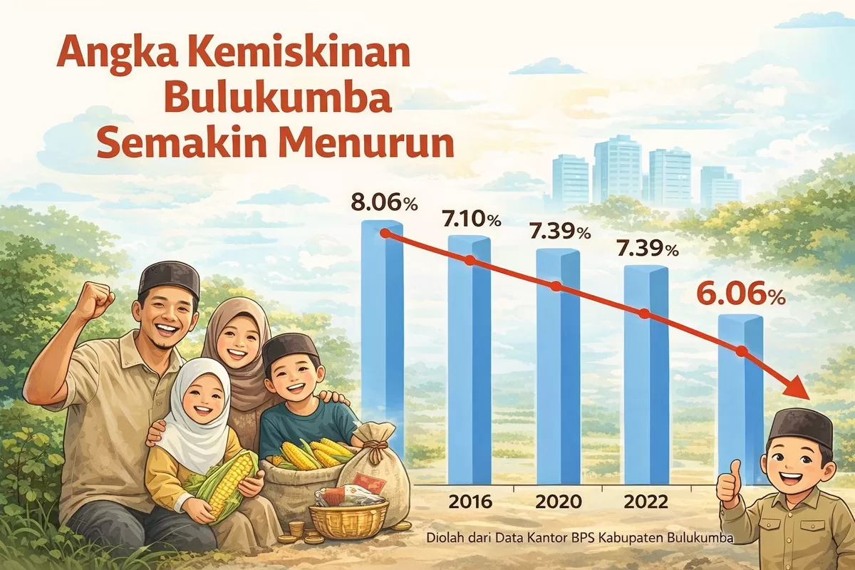 Grafis angka kemiskinan Bulukumba.