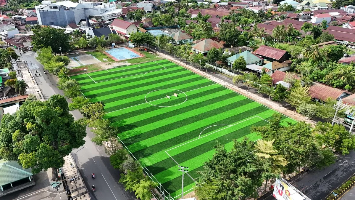 Penampakan dari udara Lapangan Gaspa Palopo.