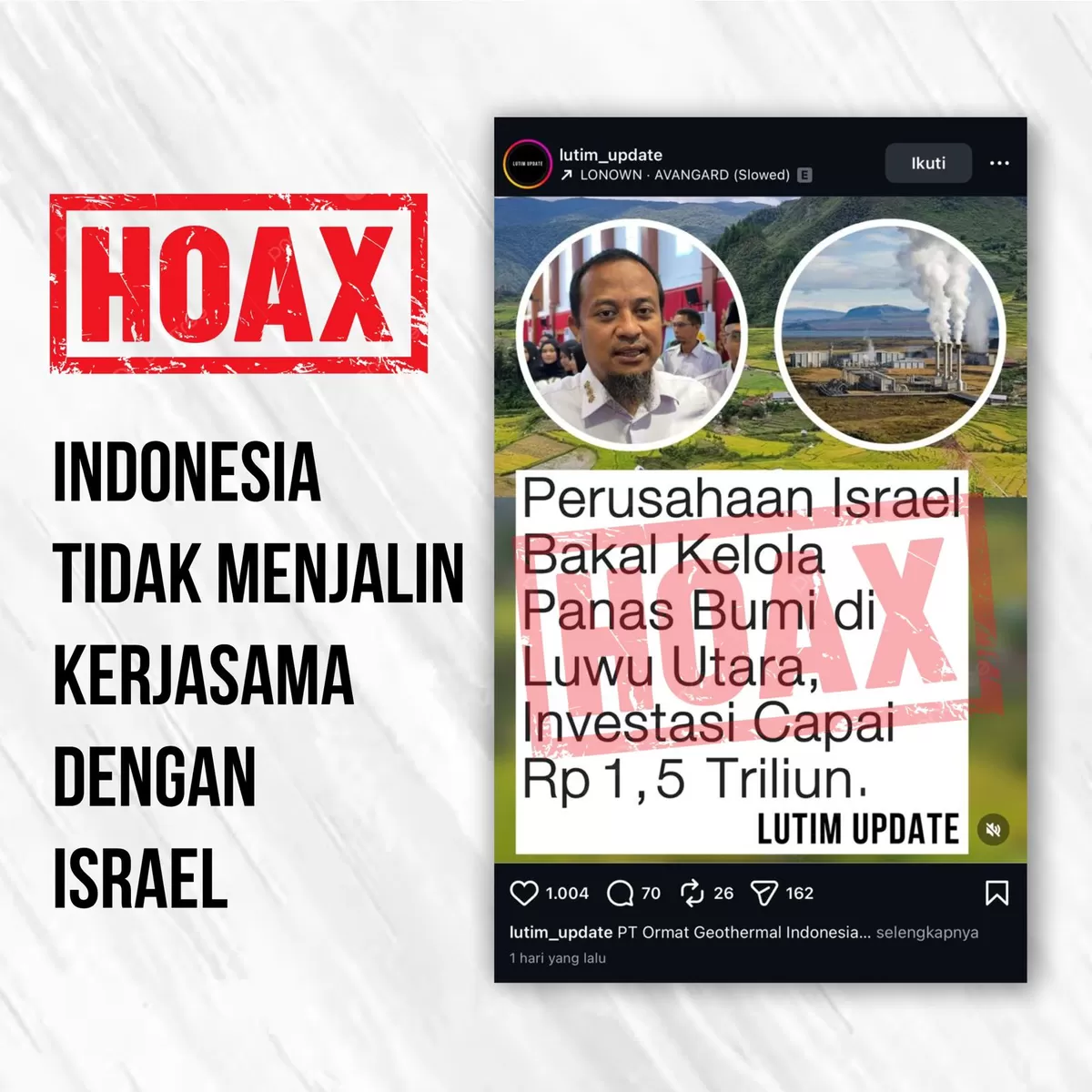 Gubernur Sulsel Andi Sudirman Sulaiman membantah isu investasi perusahaan berafiliasi Israel di Luwu Utara.