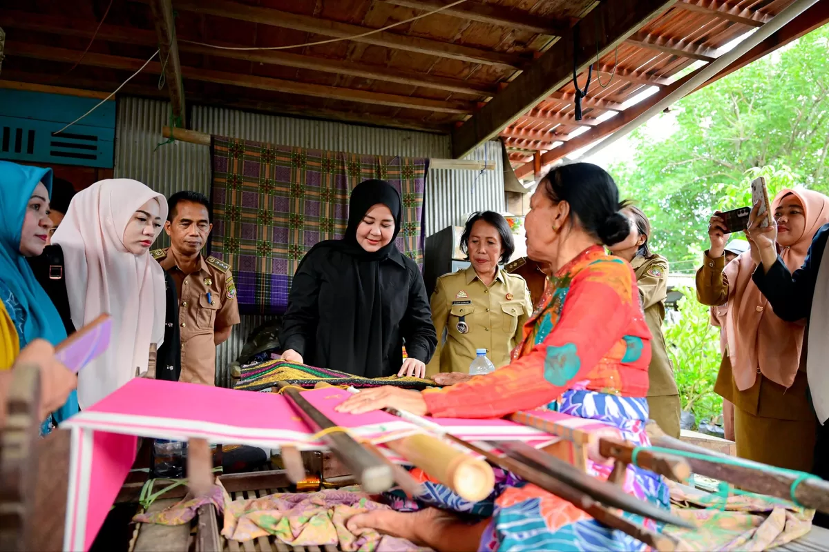 Wakil Gubernur Sulsel Fatmawati Rusdi dorong UMKM tenun emas Sidrap.