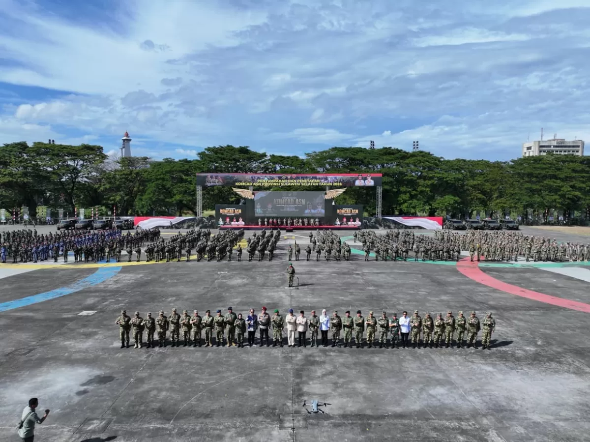 500 Komcad ASN Sulsel dikukuhkan Gubernur Sulsel Andi Sudirman.