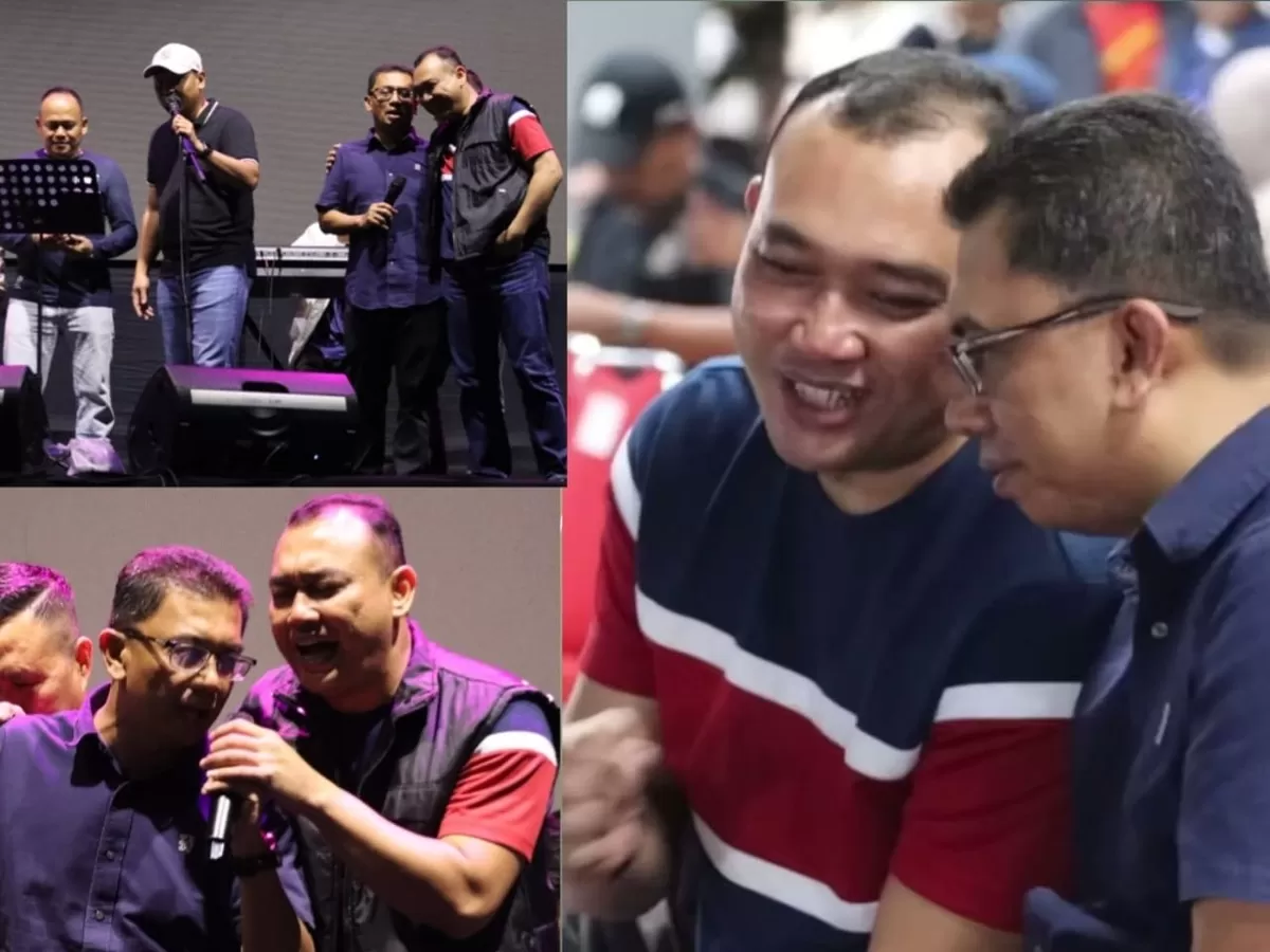 Kapolres Bulukumba AKBP Restu Wijayanto nyanyi bersama Kajari Bulukumba Erwin Juma.