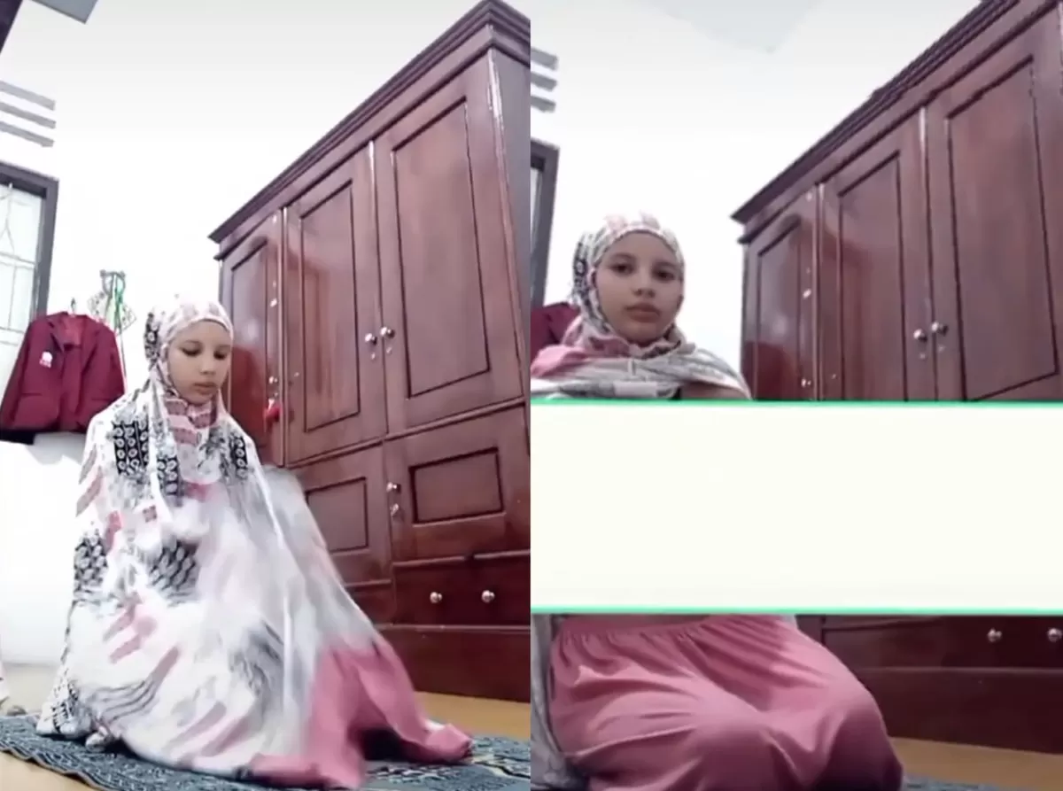 Cuplikan video viral ukhti mukena pink. (tiktok)
