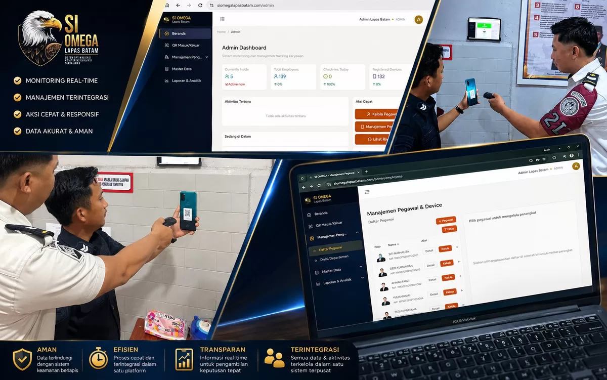 Petugas Lapas memperkenalkan terobosan cerdas SI OMEGA, (Sistem Optimalisasi Monitoring Evaluasi Garda Aman) (Humas Lapas)
