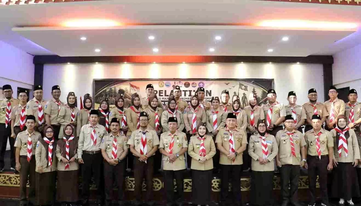 Pengurus Majelis Pembimbing Satuan Karya (Mabisaka), Pimpinan Satuan Karya (Pinsaka), Pamong, serta Instruktur Saka Anti Narkoba Masa Bakti 2026&ndash;2031. (Diskominfo Kepri.)