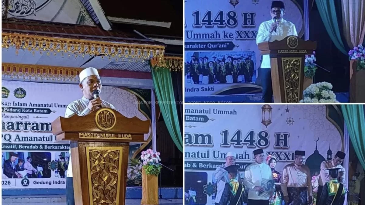 Kepala Kantor Kementerian Agama Kota Batam, H. Budi Dermawan, hadir memeriahkan sekaligus memberikan arahan kepada seluruh warga pendidikan dan orang tua murid. (Humas Kemenag Batam.)