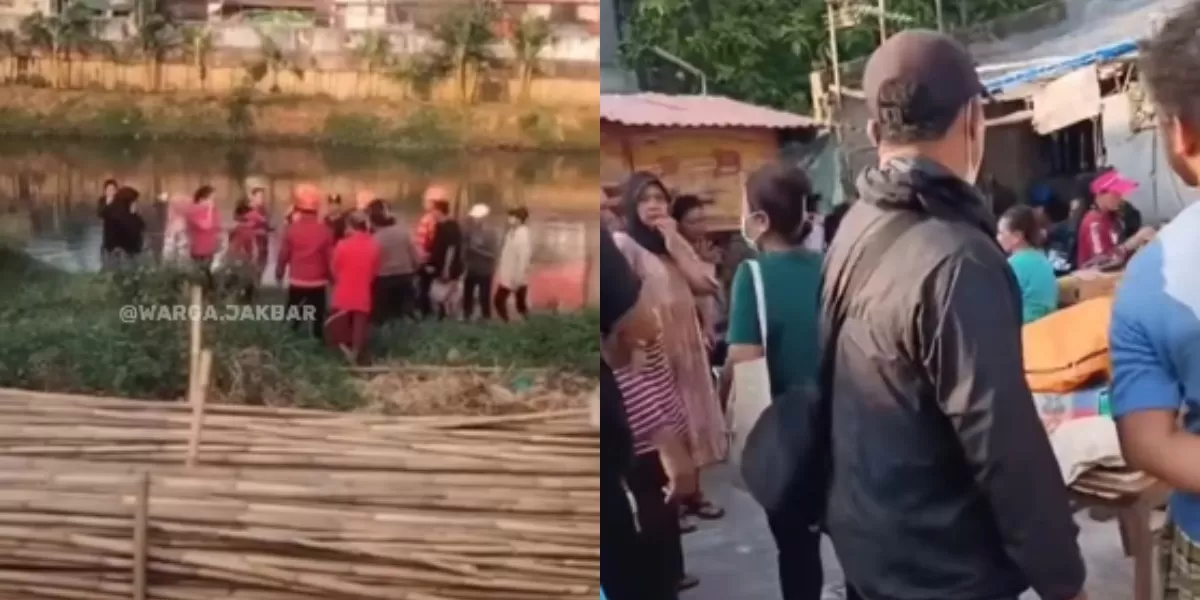 Menyoroti kronologi penemuan jasad seorang pemuda yang tenggelam di Kali Banjir Kanal Barat (BKB), Grogol, Jakarta Barat. (Instagram.com/@warga.jakbar)