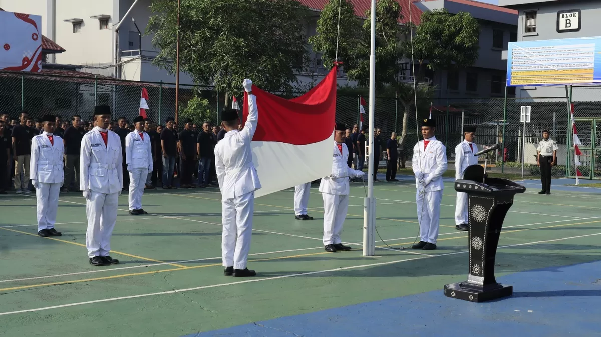Peringatan Hari Ulang Tahun (HUT) ke-81 Kemerdekaan Republik Indonesia di lapangan utama Lapas, Senin 17 Agustus 2026.  (Humas Lapas Batam)