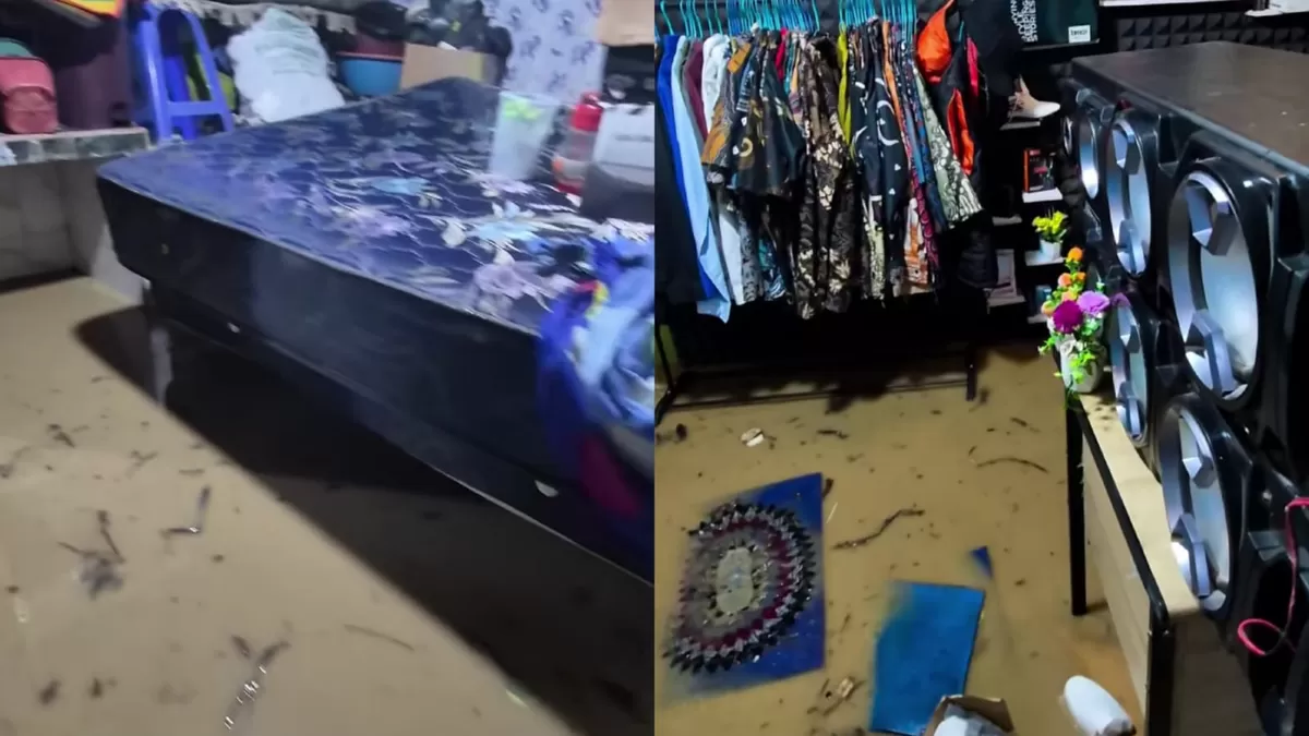 Kepanikan warga di Kendal, Jawa Tengah saat banjir tiba-tiba datang di waktu dini hari. (Dok. Instagram/kang_opix_drone)