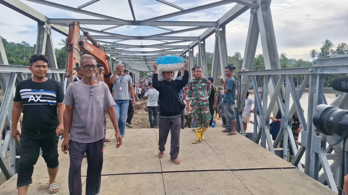 Foto: Jembatan Bailey Teupin Mane Kab. Bireuen.  (Dok. TNI AD)