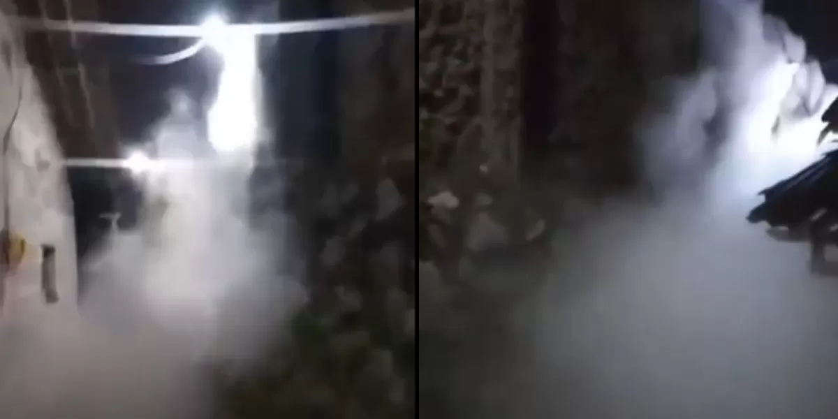 Menyoroti rekaman viral yang menunjukkan penampakan asap putih yang sempat papar pemukiman warga sebelum insiden kebakaran SPBE Cimuning. (Dok. Threads.com/@tikairtik)