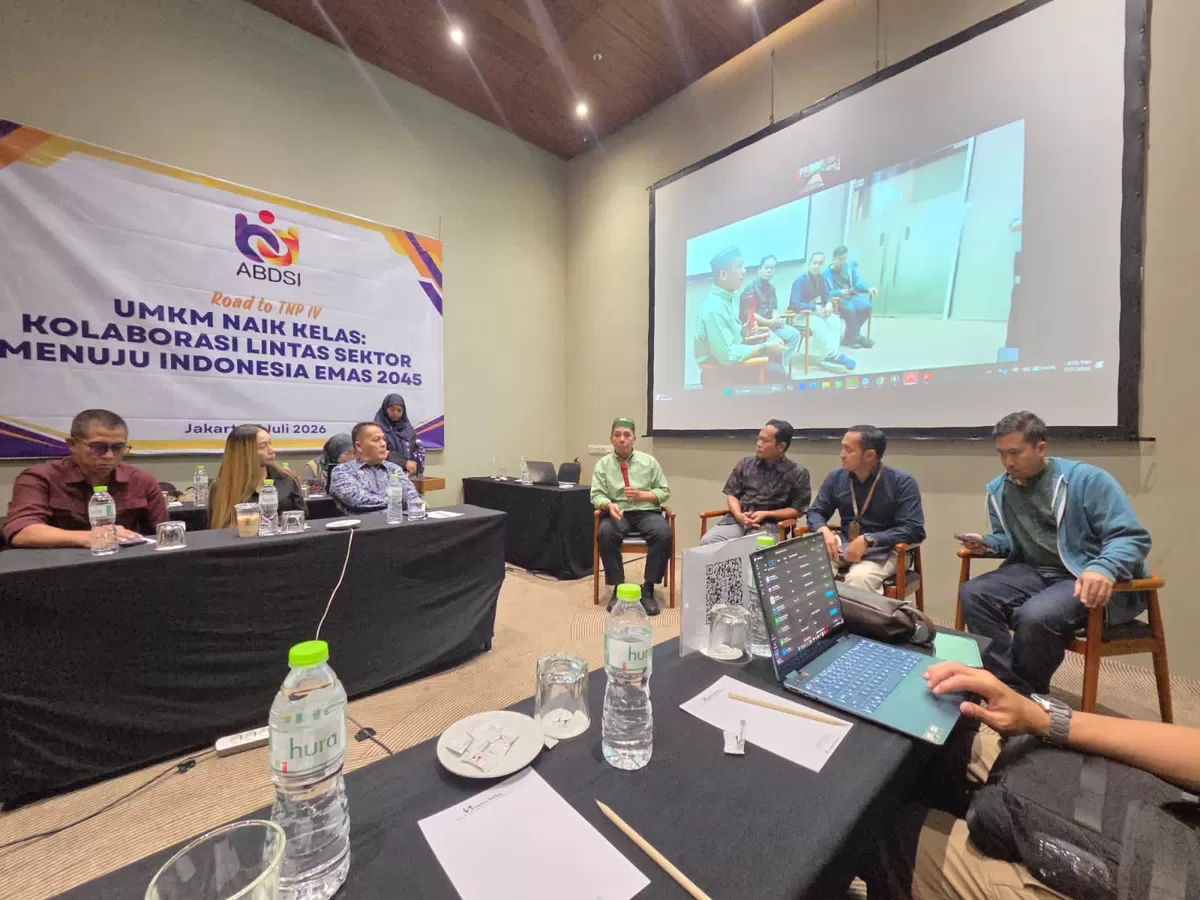 Diskusi Terbatas Road to TNP IV Pontianak yang diselenggarakan Dewan Pengurus Nasional (DPN) Asosiasi Business Development Services Indonesia (ABDSI) di Jakarta, Selasa (7/7/2026). (Wilhelmus Triputra)