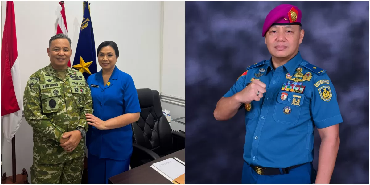 Brigjen TNI (Mar) Yustinus Rudiman SH M.Tr.Hanla MTr (Han) bersama istri tercinta (foto kiri). (Dok. Pontianak Globe)