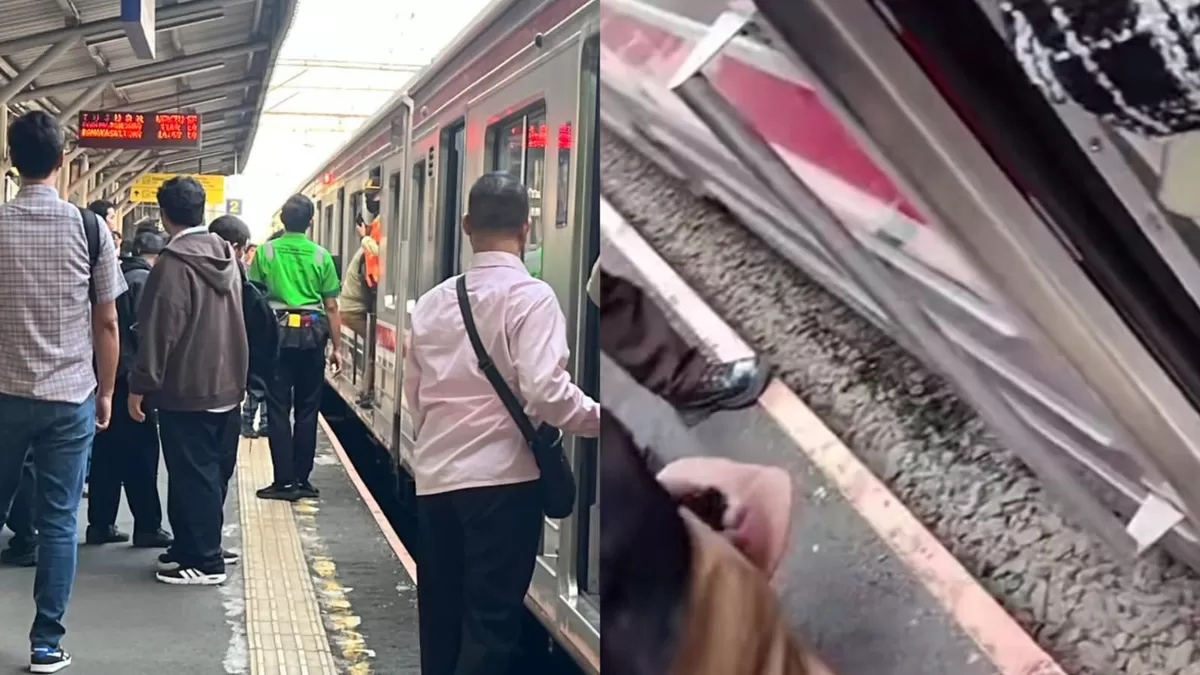 Siswi SMA tewaa tertemper KRL di Stasiun Jurangmangu, Ciputat, Tangerang Selatan.  (Threads/pepyfb)