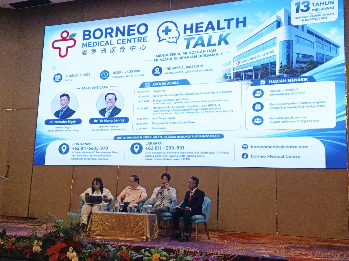Borneo Medical Centre menggelar Health Talk bertajuk &ldquo;Mendeteksi, Mencegah, dan Menjaga Kesehatan Bersama&rdquo; di Harris Hotel Pontianak, Sabtu (22/8/2026).  (Wilhelmus Triputra)