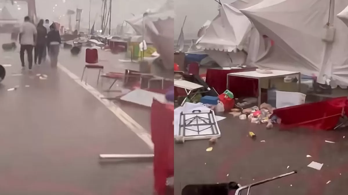 Tenda bazar festival di Gading Serpong roboh karena hujan deras dan angin kencang. (TikTok/gadingserpongupdate)