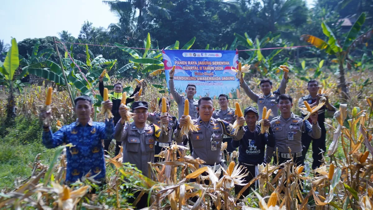 Panen Raya Jagung 2026 di Bogor, Sat Lantas Polres Bogor Perkuat Program Ketahanan Pangan (Dims / jurnalmetropolitan.com)