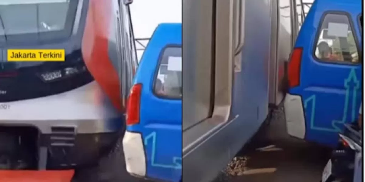 Menyoroti insiden viral mobil angkutan kota (angkot) yang hampir terserempet kereta di kawasan Tambora, Jakarta Barat. (Instagram.com/@jakarta.terkini)