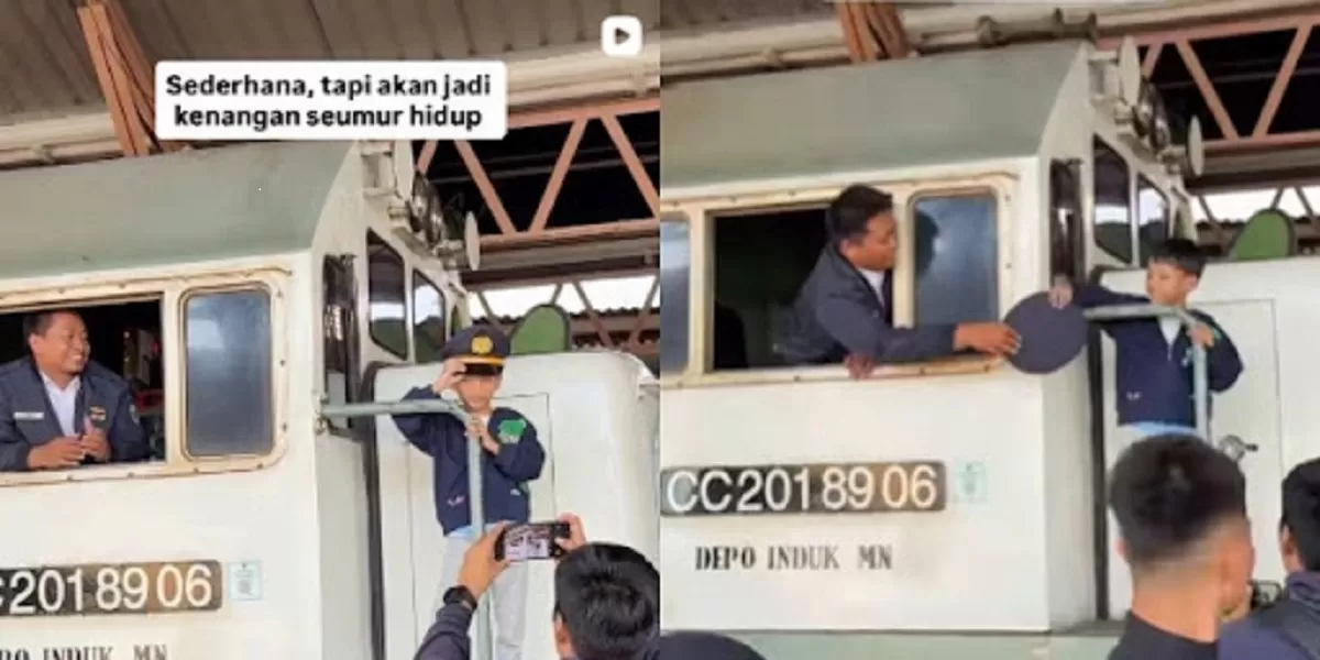 Mengintip kisah viral seorang anak yang berfoto di depan lokomotif kereta api Stasiun Tawang, Semarang hingga bikin warganet iri. (Instagram.com/@fuadihassan)