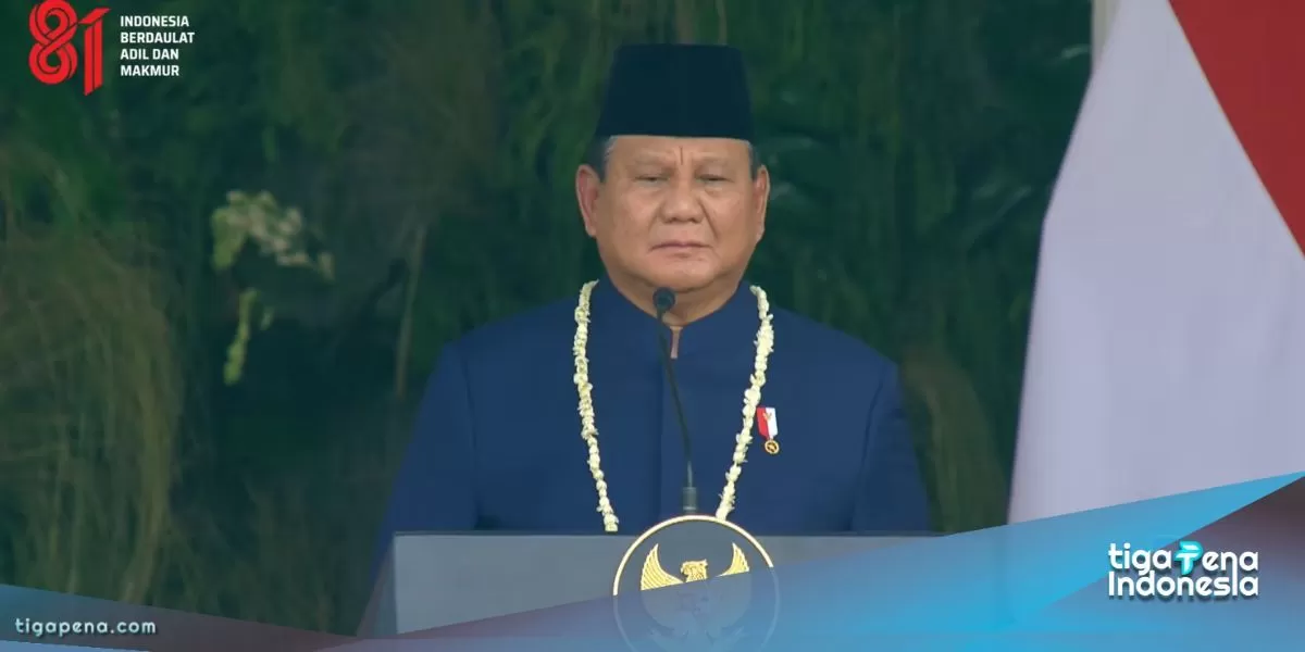 Presiden Prabowo Subianto meimpin Upacara HUT ke81 RI di Istana Negara. (Foto: YiuTube/Setpres)