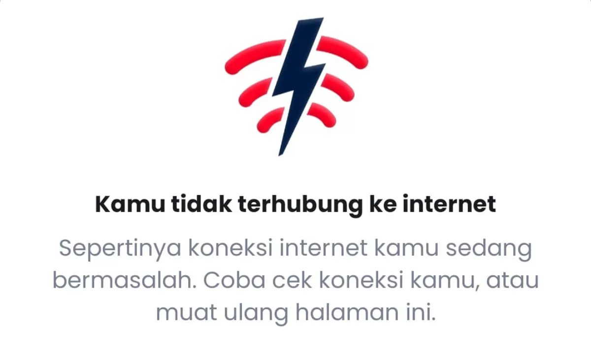 Tangkap layar pesan galat internet tidak terhubung di aplikasi MyTelkomsel milik provider Telkomsel. (Foto: Ist)