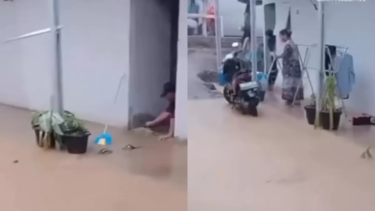 Air banjir di kawasan huntara di Kecamatan Palembayan, Agam. (Instagram/rommi_delfiano)