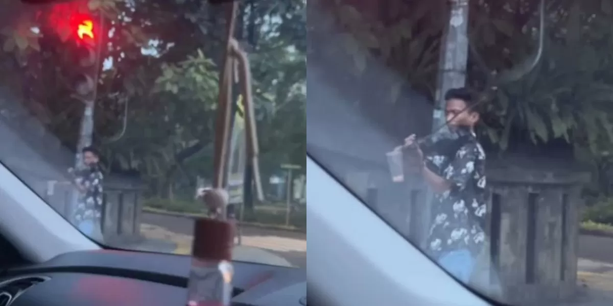 Mengintip kisah pengamen biola di jalanan Menteng, Jakarta Pusat yang bikin salut pengendara mobil hingga viral di medsos. (Threads.com/@hellomichhh)