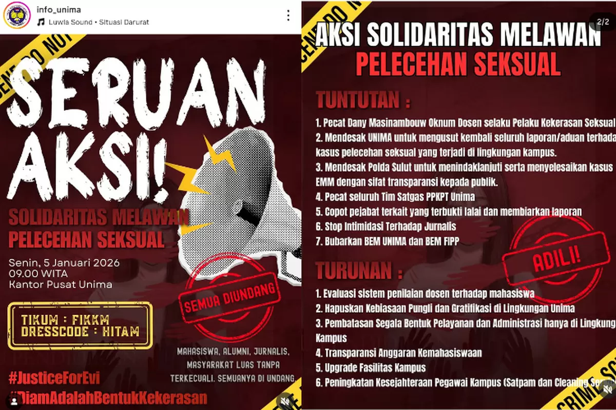 Flayer Ajakan Demo Kantor Rektorat Unima (Dok. Instagram Info_Unima)
