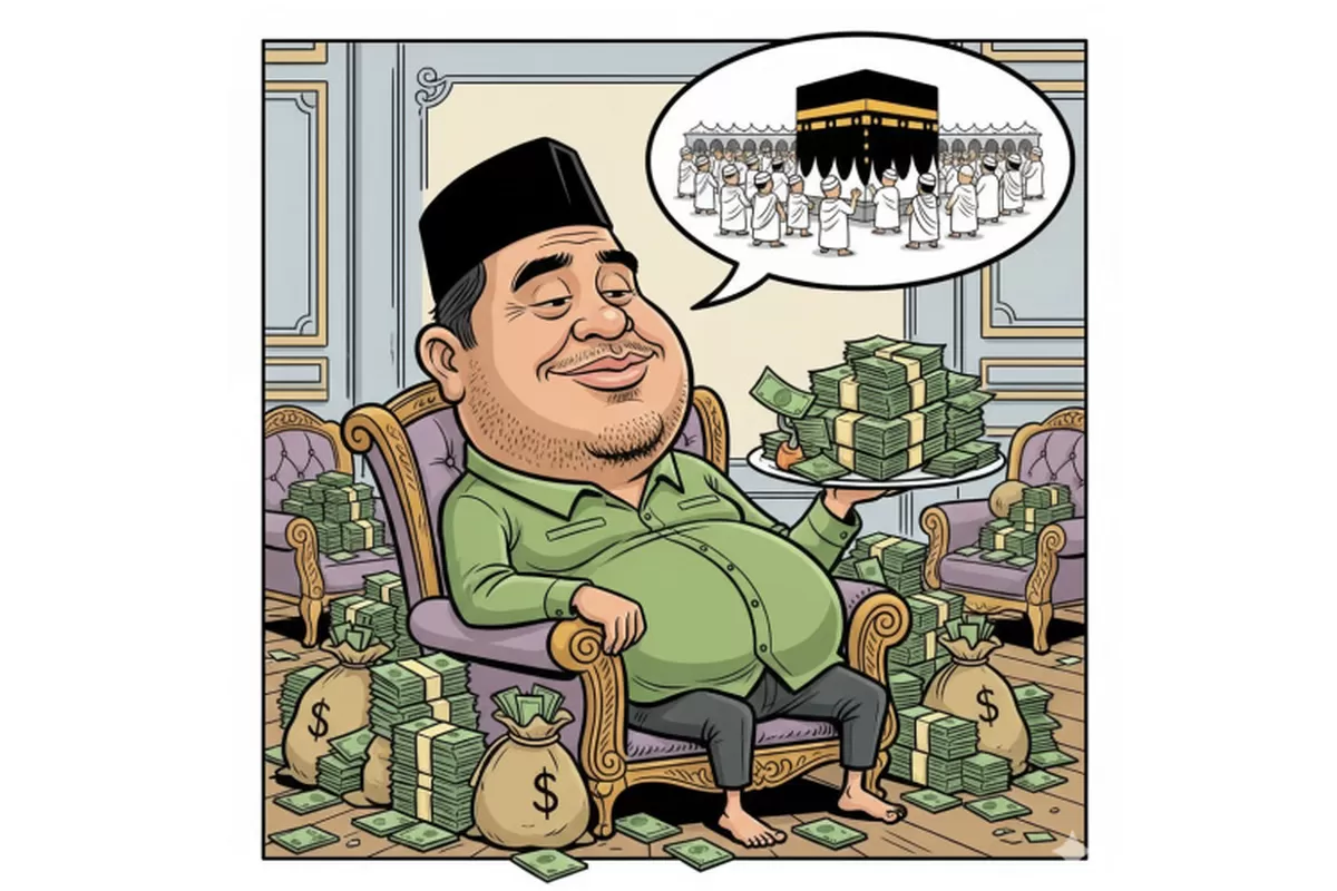 Ilustrasi Pejabat Korupsi Dana Haji (Dok. Sulutzone/AI)