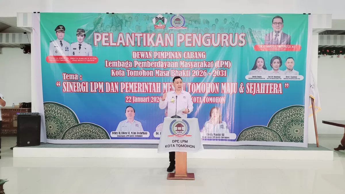 Herold Kaawoan beri sambutan di pelantikan DPD LPM Sulut (Dok. Istimewa)