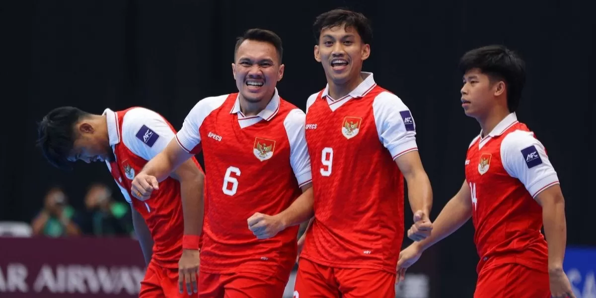 Selebrasi pemain timnas futsal Indonesia. (Dok. KOMPAS.com/ANTONIUS ADITYA MAHENDRA)