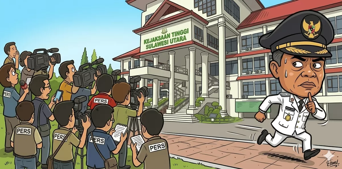 Ilustrasi Plt Bupati Sitaro "Cakar" Setelah Diperiksa Kejati Sulut (Dok. Sulutzone / generated AI)