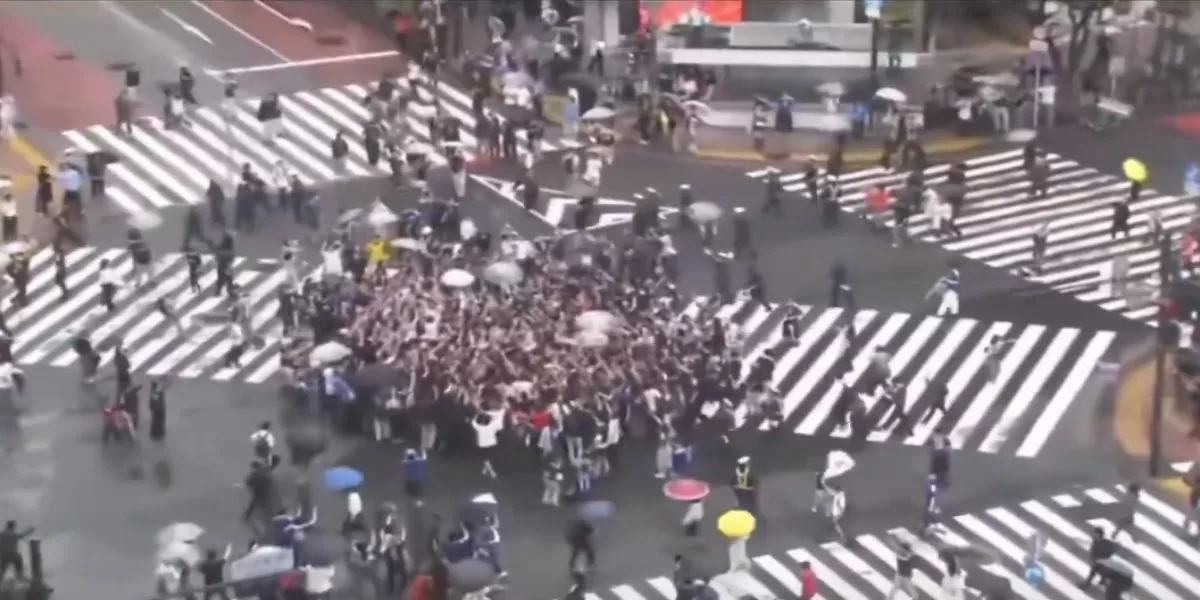 Aksi Warga Jepang Merayakan Gol Jepang Di Shibuya Crossing Selama 40 Detik
