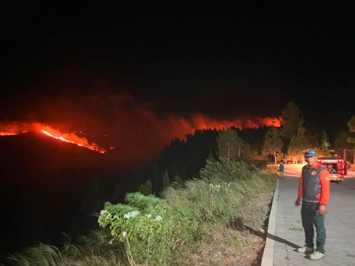 Pemantauan titik api kebakaran di kawasan Hutan Lindung Gunung Soputan, Kabupaten Minahasa Tenggara, Sulawesi Utara (Dok. istimewa/Facebook Tribun)
