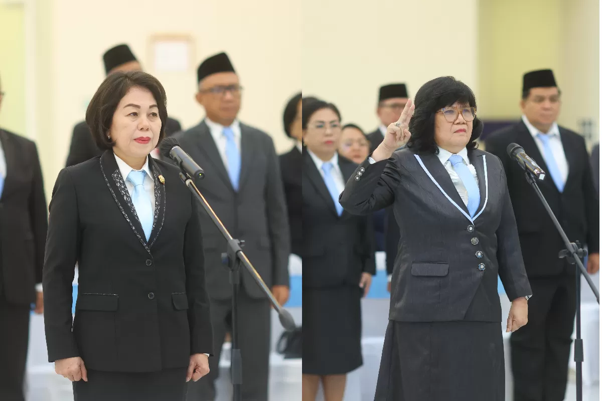 Dua Pejabat Dirotasi. Gubernur Sulawesi Utara Yulius Selvanus, S.E., saat melantik Pejabat Pimpinan Tinggi Pratama di Wisma Negara Bumi Beringin, Manado. (Istimewa/Pemprov Sulut)