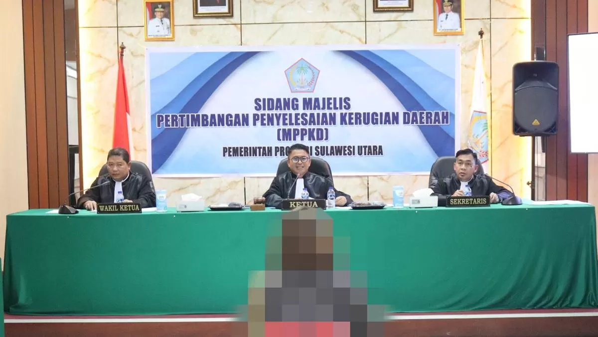 Foto: Majelis Pertimbangan Penyelesaian Kerugian Daerah (MPPKD) Provinsi Sulawesi Utara saat memimpin sidang perdana Tuntutan Ganti Rugi (TGR) tahun 2026 di Manado, Rabu (5/8/2026). Sidang ini menjadi bukti ketegasan Pemprov Sulut dalam mengembalikan kerugian keuangan daerah. (Foto: Dok. Pemprov Sulut)