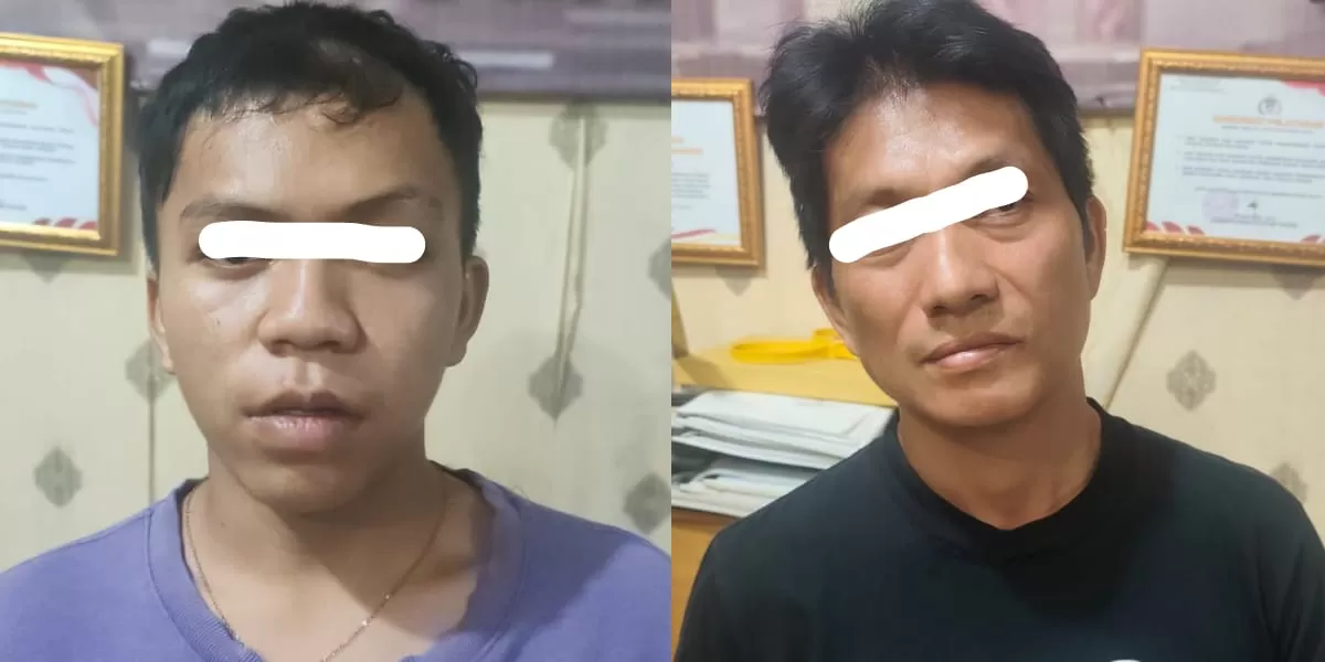 Tersangka (kiri), Penadah (Kanan). Tim URC Alpha Resmob Polresta Manado saat mengamankan terduga pelaku tindak pidana pencurian hewan di Kecamatan Wanea, Kota Manado. (Dok. Kepolisian)