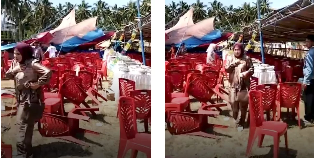 Angin merubuhkan tenda perkawinan di Bolmong (Istimewa/ss)