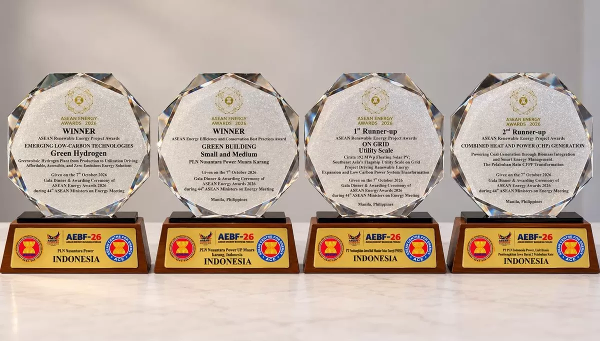 PT PLN (Persero) melalui subholding PT PLN Nusantara Power (PLN NP) dan PT PLN Indonesia Power (PLN IP) meraih empat penghargaan ASEAN Energy Awards 2026 di Manila, Filipina, Rabu (7/10). Dari capaian tersebut, PLN NP meraih tiga penghargaan melalui Greenvoltaic Hydrogen Plant di PLTGU Muara Karang