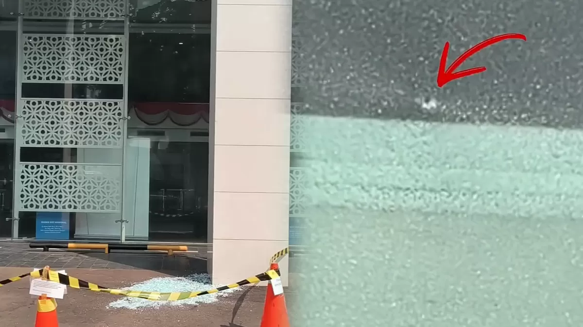 Kaca kantor Badan Gizi Nasioal Pecah. (Istimewa)