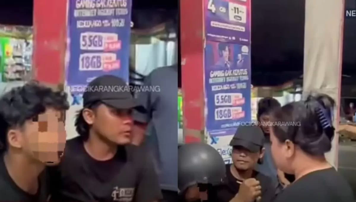Aksi wanita di Karawang hajar pria yang maling iPhone miliknya usai kencan viral. (Instagram@infocikarang_karawang)