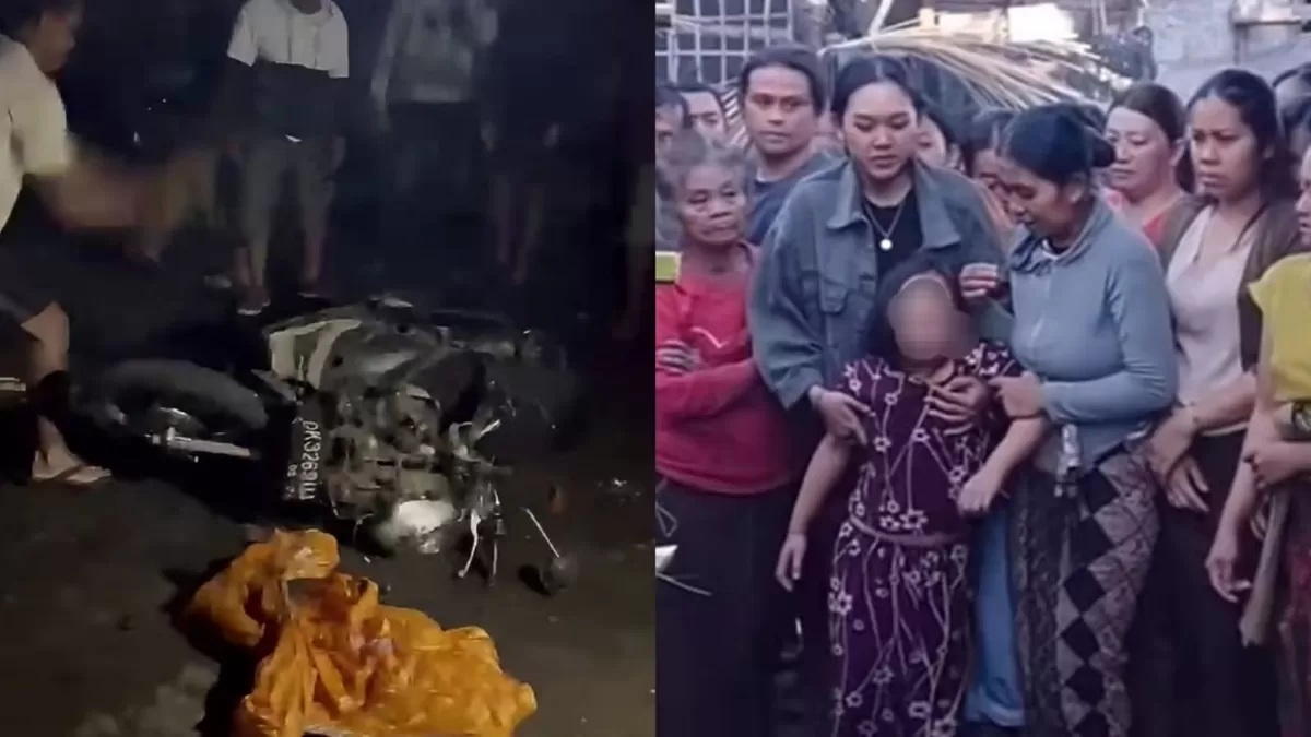 Viral seorang anak menangis histeris saat melihat jenazah ayahnya yang tewas dikeroyok massa di Bali.  (Instagram/putu_sugix_)