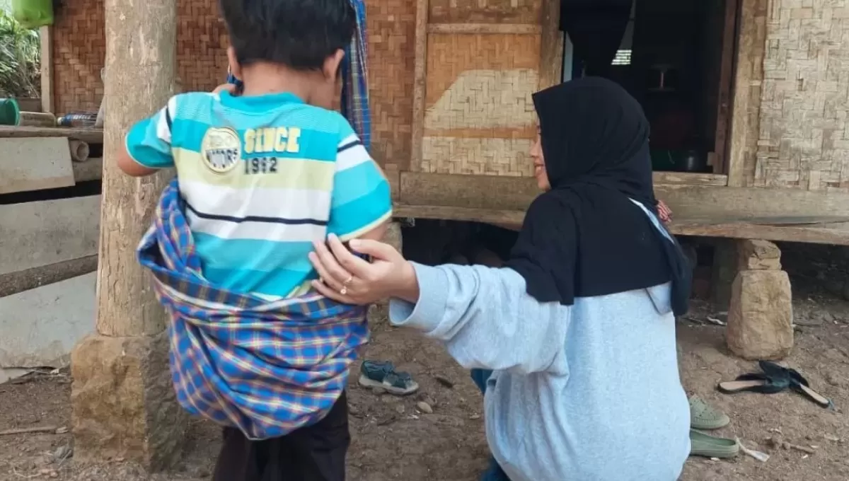 MR (5), bocah asal Desa Cibenda, Kecamatan Cipongkor, Kabupaten Bandung Barat (KBB) korban aniaya ayah kandung viral di medsos. (Ayobandung.com/Restu Nugraha  )