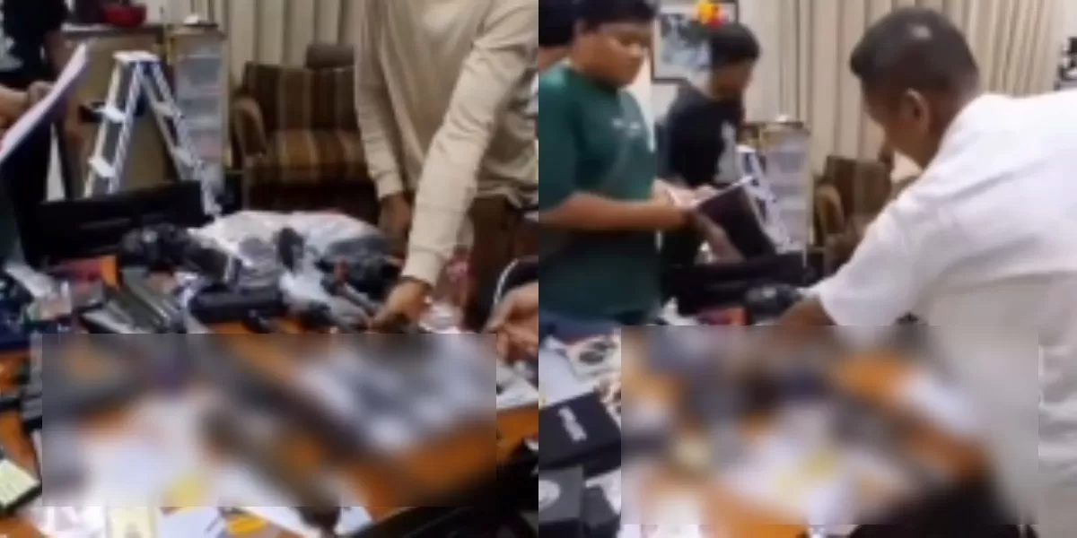 Menyoroti fakta di balik temuan ratusan senpi hingga alat amunisi pada lingkungan sekolah swasta di Pondok Pinang, Jakarta Selatan.  (Instagram.com/@medankinian)