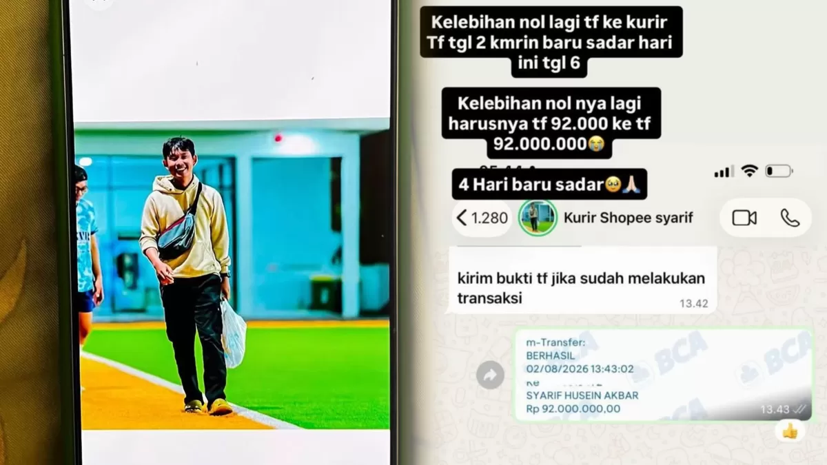 Kurir Shopee viral usai mengembalikan Rp92 juta yang salah ditransfer pelanggan saat bayar COD. (Threads/@ritaarmila31)