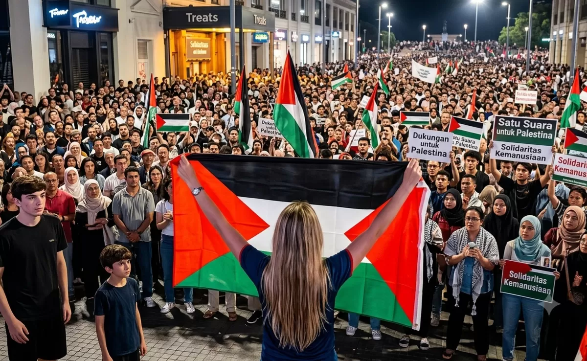 Spanyol melaju ke final Piala Dunia 2026 usai mengalahkan Prancis 2-0, sementara selebrasi suporter dengan bendera Palestina menjadi sorotan. (Dok.MetroSelebes.com/ilustrasi)