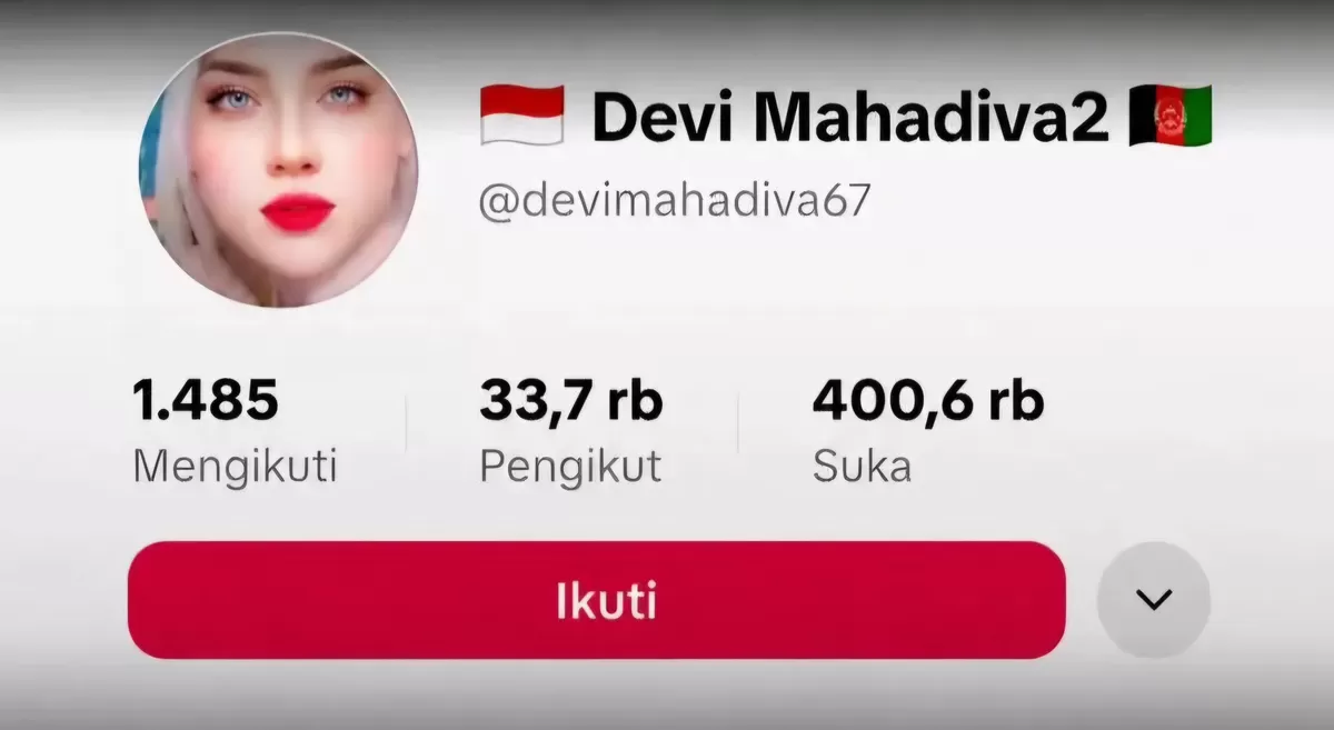 Pemilik akun TikTok Devi Mahadiva ditangkap Polda Metro Jaya terkait dugaan penyebaran hoaks dan ujaran kebencian. (Dok. Tangkapan layar TikTok@devi mahadiva)