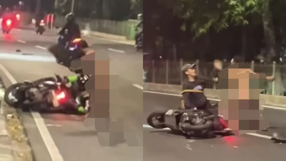 Viral pria tanpa busana pukul pengendara motor di Lenteng Agung, Jakarta Selatan. (Instagram/bimoo_saktii)